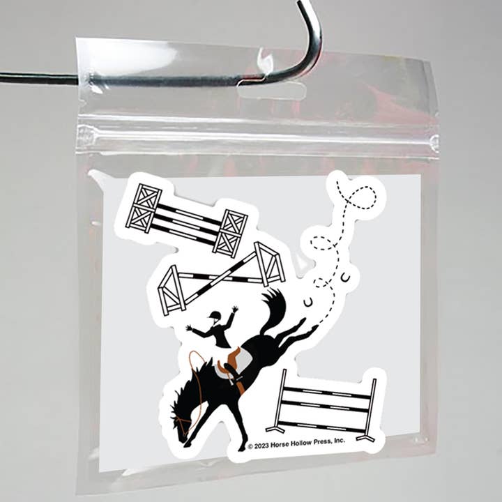 3" Tumbler Horse Sticker / Off Course Bucking / WATERPROOF for wholesale by Horse Hollow Press