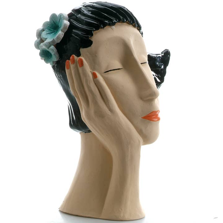 Contemporary Head Statue in Midnight Blue Statement Piece for wholesale by Art In Ceramic