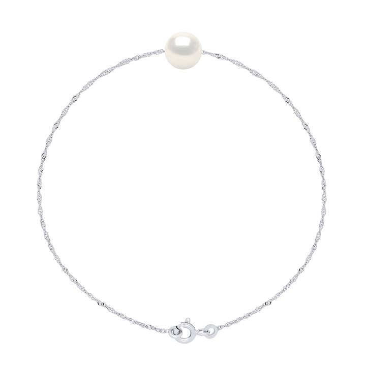 Echtes Perlenarmband aus Wasserzuchtperlen — Weißgold für den Großhandel von Mitzuko