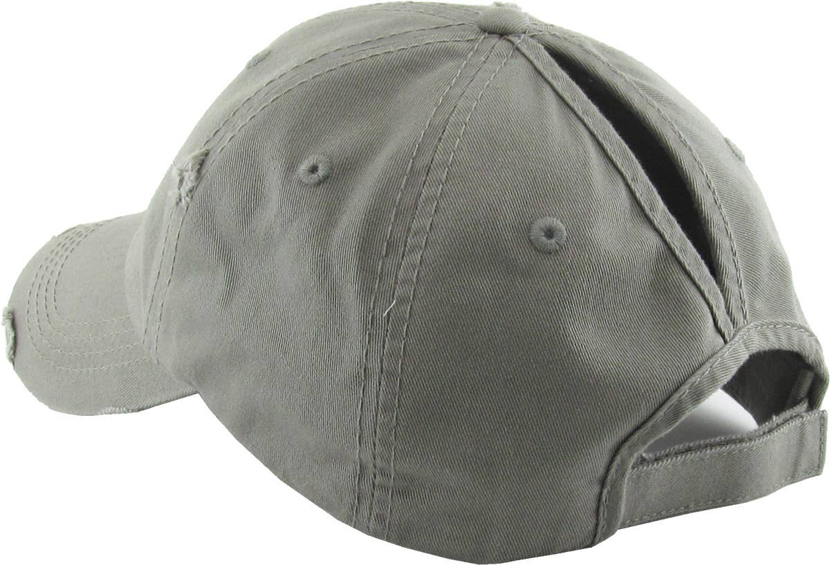 KBETHOS - Wholesale Ponytail Cap - Women's - Ponytail Washed Distressed Cotton Cap82