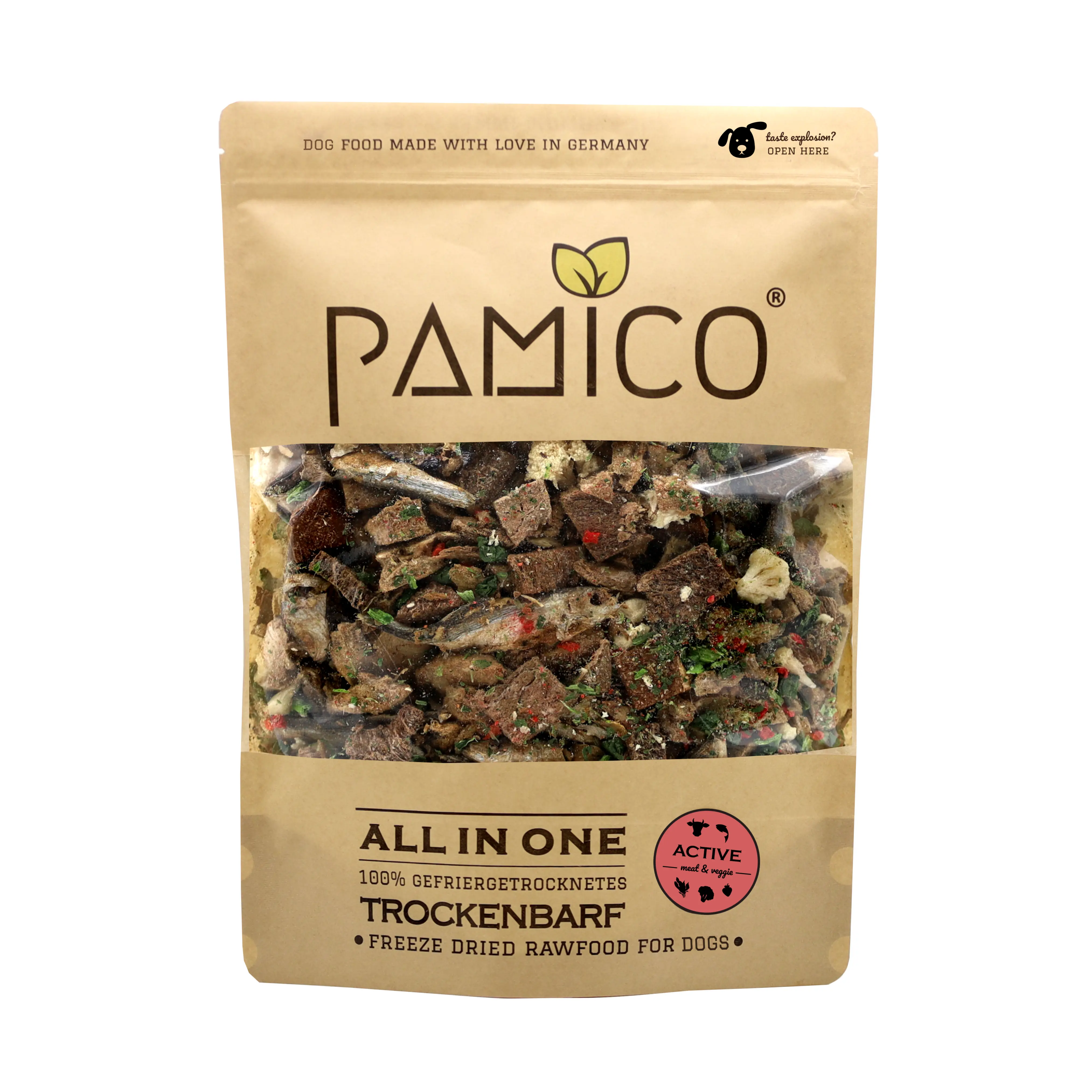 PAMICO - Vendita all'ingrosso Cibo - Cani - Menù Barf Secco Active - Mix Tutto in Uno Carne, Pesce, Verdure & Frutta liofilizzati - BARF per Cani0