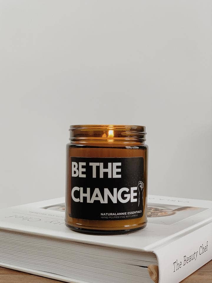NaturalAnnie Essentials - Wholesale Jar/Filled Candle - Be The Change! Soy Candle 9oz1