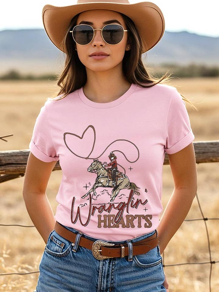 Wranglin' Hearts Grafisk T-shirt för wholesale av COLORBEAR