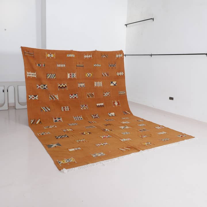 MUSMUSRUGS - Wholesale Area rug - Orange Moroccan Kilim Rug – 14.1 × 9.8 ft