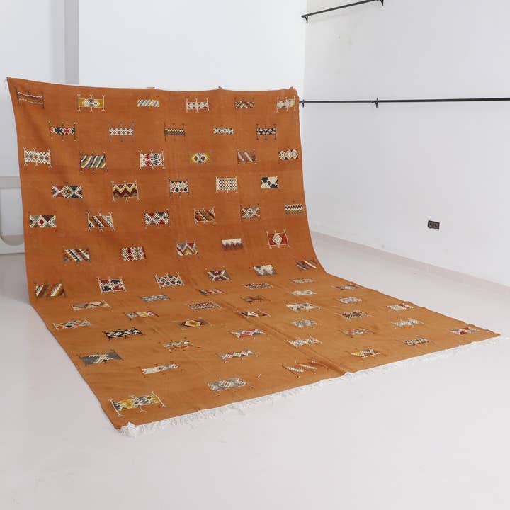 MUSMUSRUGS - Wholesale Area rug - Orange Moroccan Kilim Rug – 14.1 × 9.8 ft0