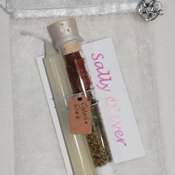 Calorie Free Spell Set, Witchcraft, Spell Tube and Candle for wholesale by Sally Oliver