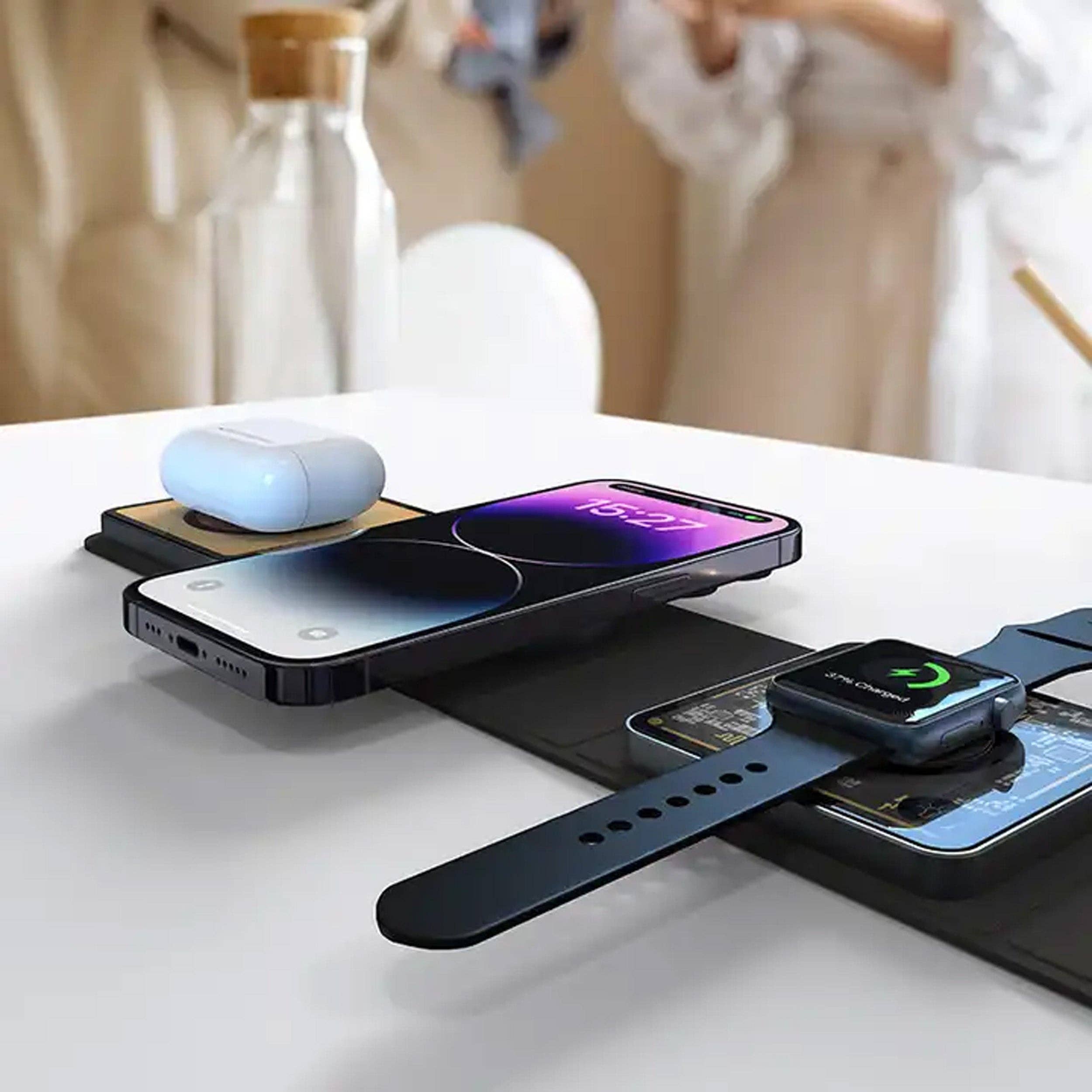 GulleeGadgets – Engroshandel Skærmbeskytter til telefon – Sammenfoldelig trådløs opladerstation til flere enheder8