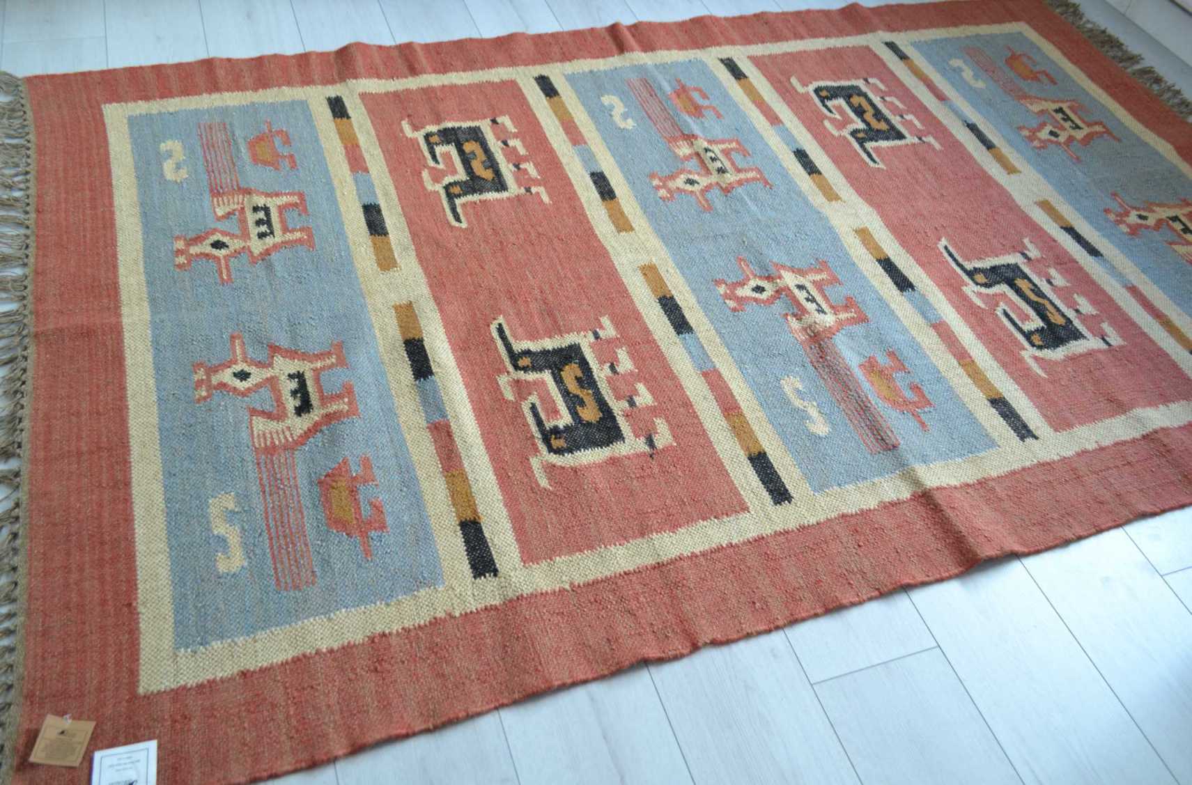 Designs Emporium - Wholesale Area Rug - Kilim Rug Birds Wool Jute Indian Handmade 2x3' 2x6' 2x9' 5x8'11