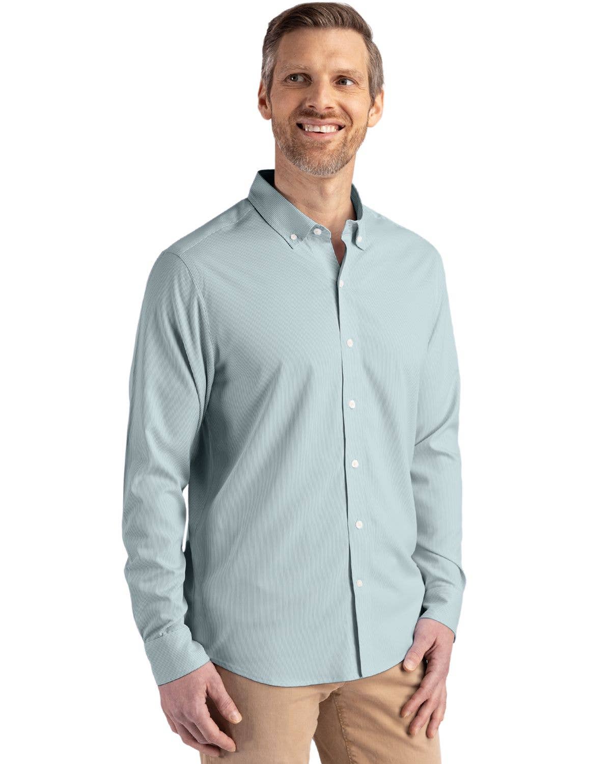 Cutter & Buck - Wholesale Button Down Shirt - Men's - Cutter & Buck Skyline Eco Pinstripe Big & Tall Dress Shirt13