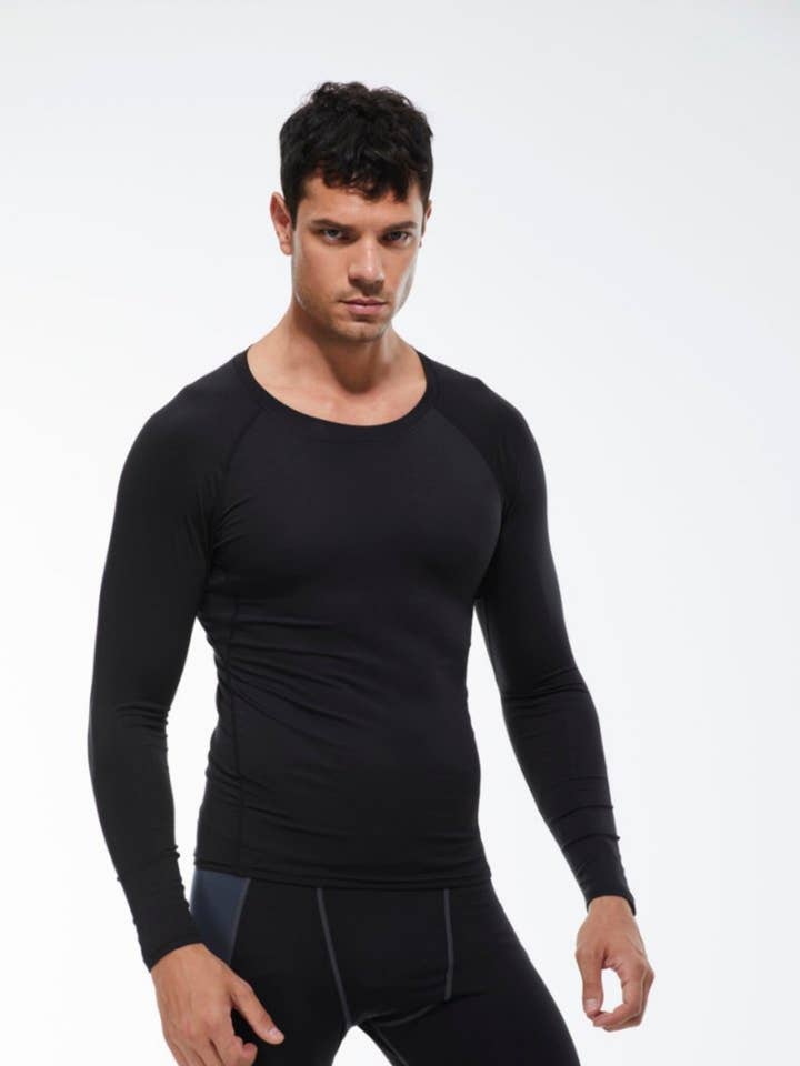 Active by Anna-Kaci - Wholesale Athletic Top - Men's - Men's Long Sleeve Athletic Compression Shirt & Crew Neckline0