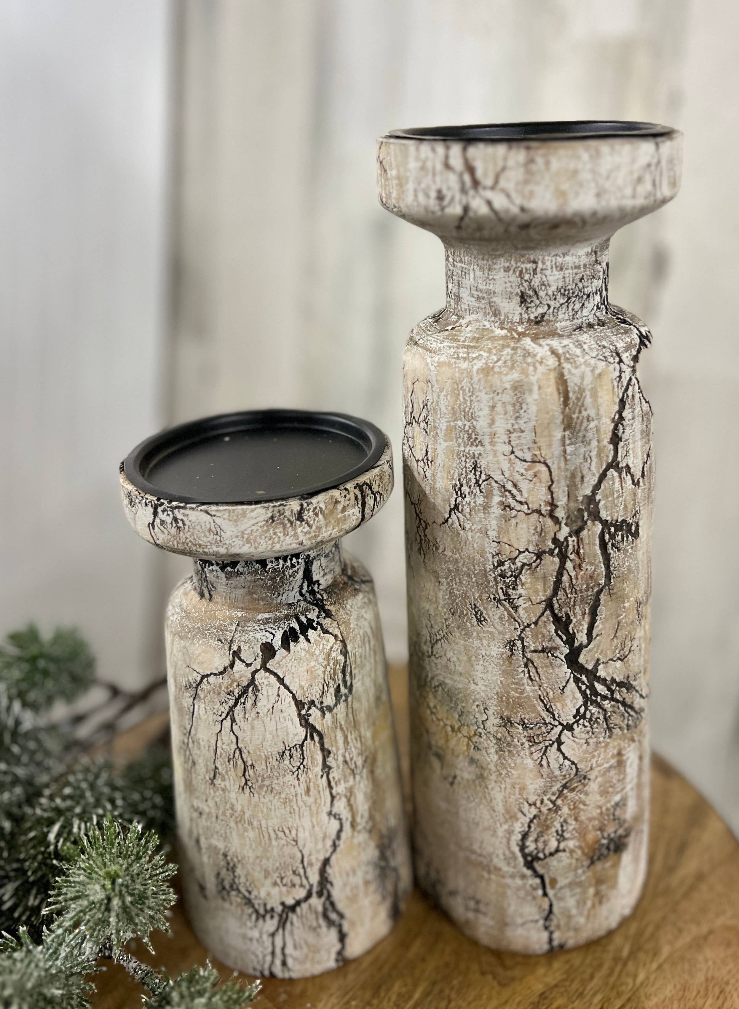 Wholesale Home Decor – Großhandel Kerzenhalter – Whitewashed Crackle Kerzenhalter 30,5 cm0