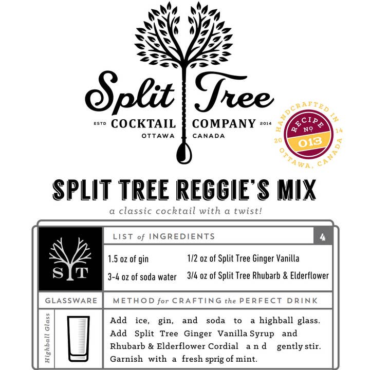 Split Tree Cocktail Co - Vendita all'ingrosso Mix/sciroppo per cocktail - Mix di cocktail cordiale al rabarbaro di sambuco