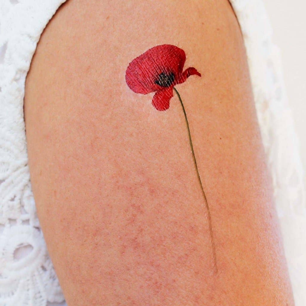 encredelicate – wholesale Temporary tattoo – Temporary colored poppy tattoo (set of 2)5