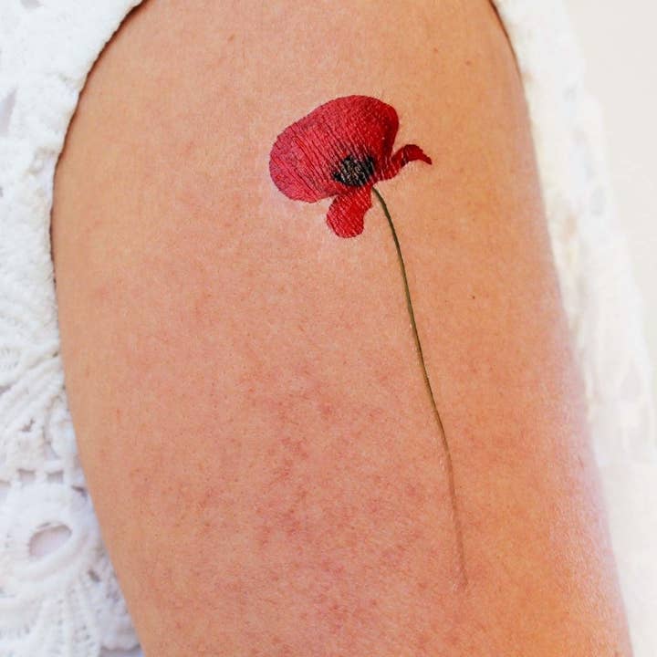 encredelicate – wholesale Temporary tattoo – Temporary colored poppy tattoo (set of 2)5