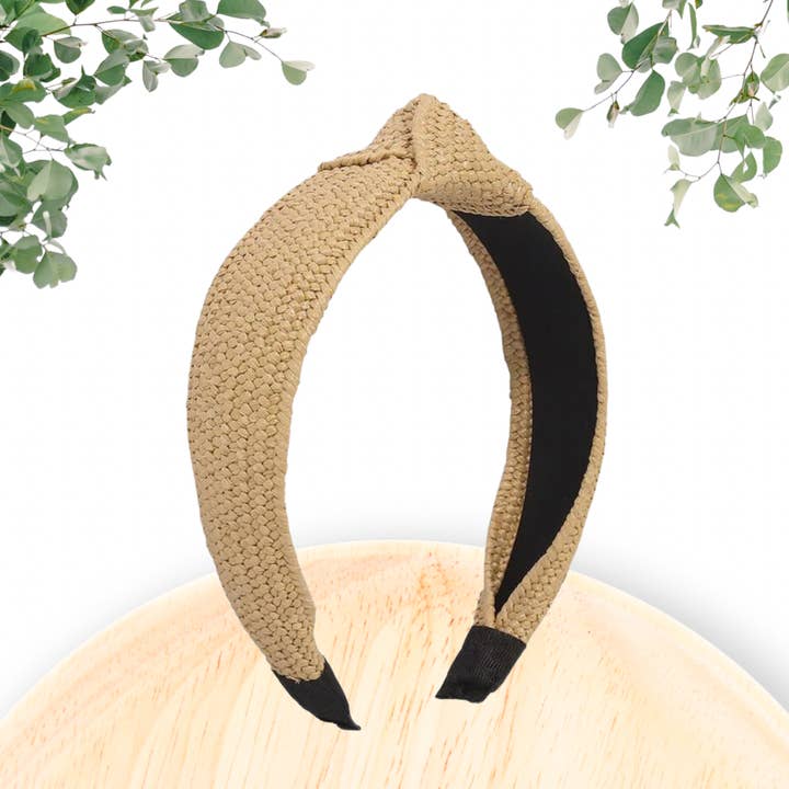Rattan Woven Headband - Tan for wholesale by MODish Design Co