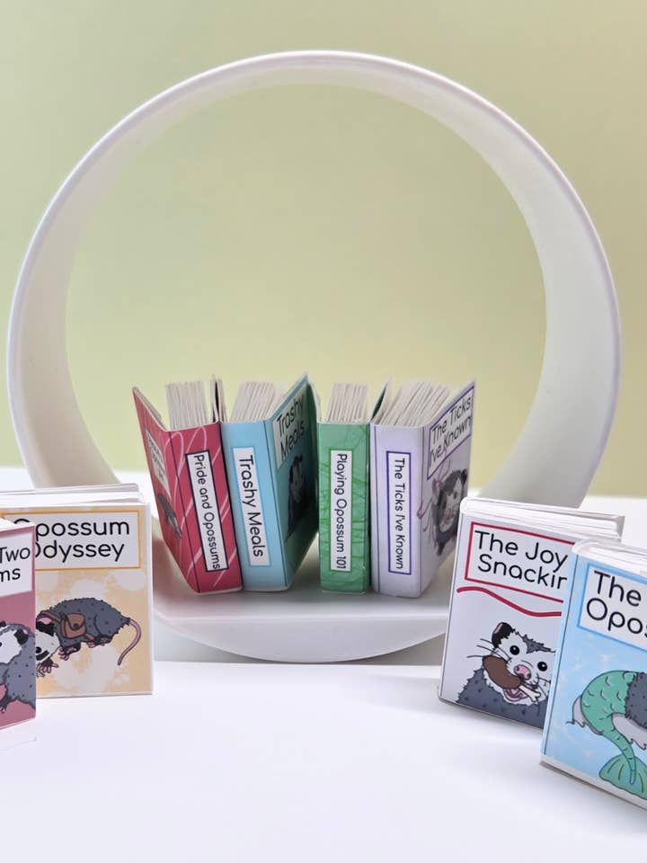 Tiny Opossum Book Bundle For Stress Relief Bookshelf for wholesale by Peaceful Opossum Art