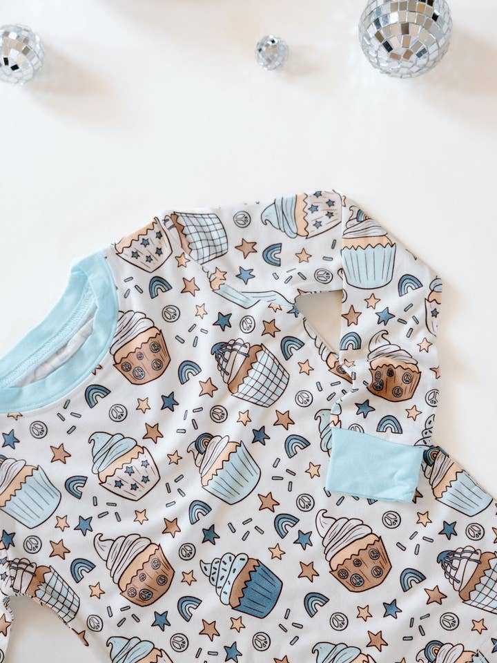 kinderlein - Wholesale Sleepwear Set - Kids - It's My Party! Blue Birthday Long Sleeve Pajama Set2