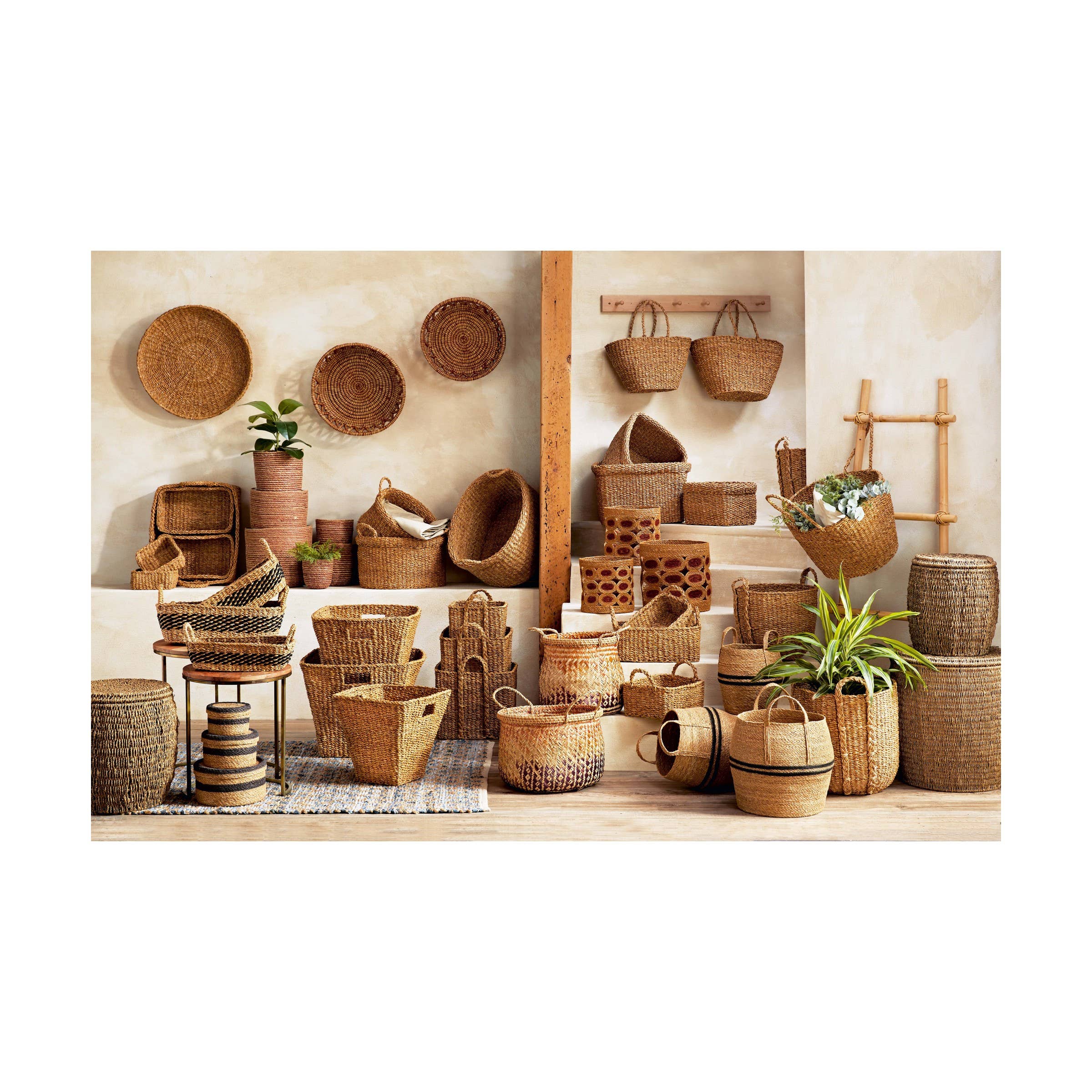 brown Square Basket Set of 3 Natural Seagrass Everyday for wholesale on Faire1