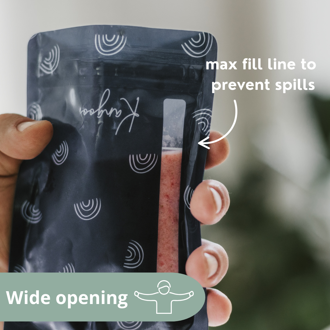 Kangoo et cie - Vente Sachet de conservation/film alimentaire - Pochettes réutilisables pour aliments pour bébés - Pochettes de stockage à presser 6x BOHO1