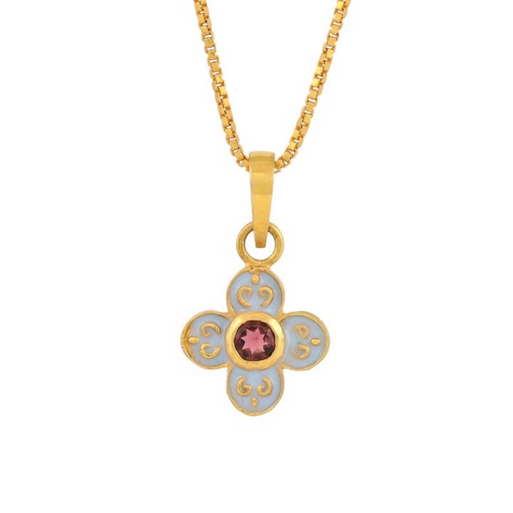 Granaat vergulde emaille ketting, unieke accessoires geschenken voor wholesale door Misteerious Seed