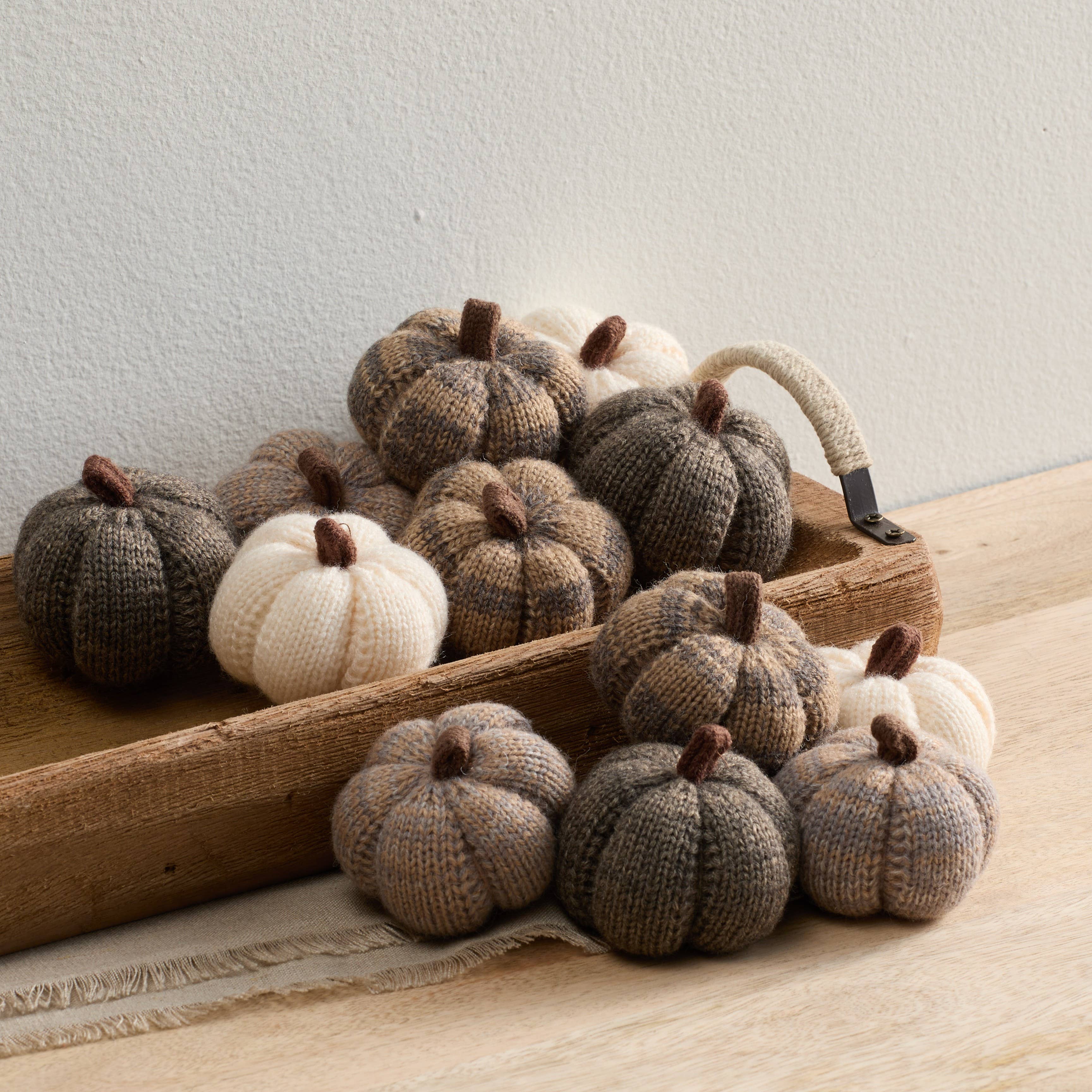 Your Heart's Content - Wholesale Decorative Tabletop Object - Cozy Pumpkins, Variegated Knit Yarn Colors, Handcrafted Gift7