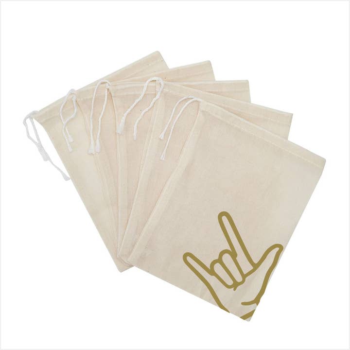 Sacco in Mussola di Cotone con Coulisse "Ti Amo" per la vendita all'ingrosso da parte di Spiritual Whiskey