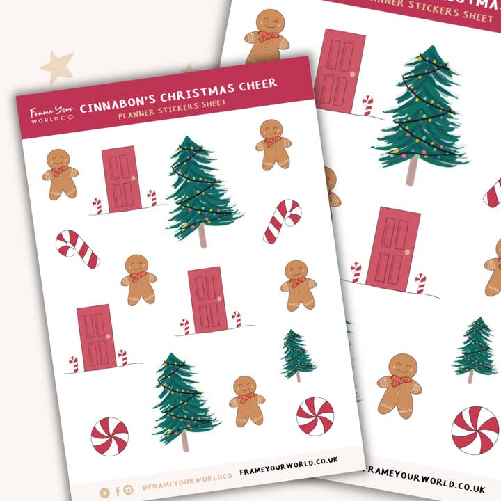 Cinnabon’s Christmas Cheer Planner Sticker Sheet for wholesale by Frame Your World Shop