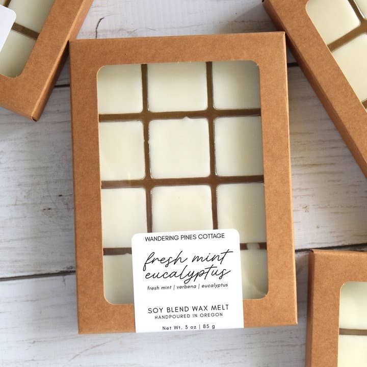 Fresh Mint and Eucalyptus Wax Melts | Summer Wax Melt for wholesale by Wandering Pines Cottage