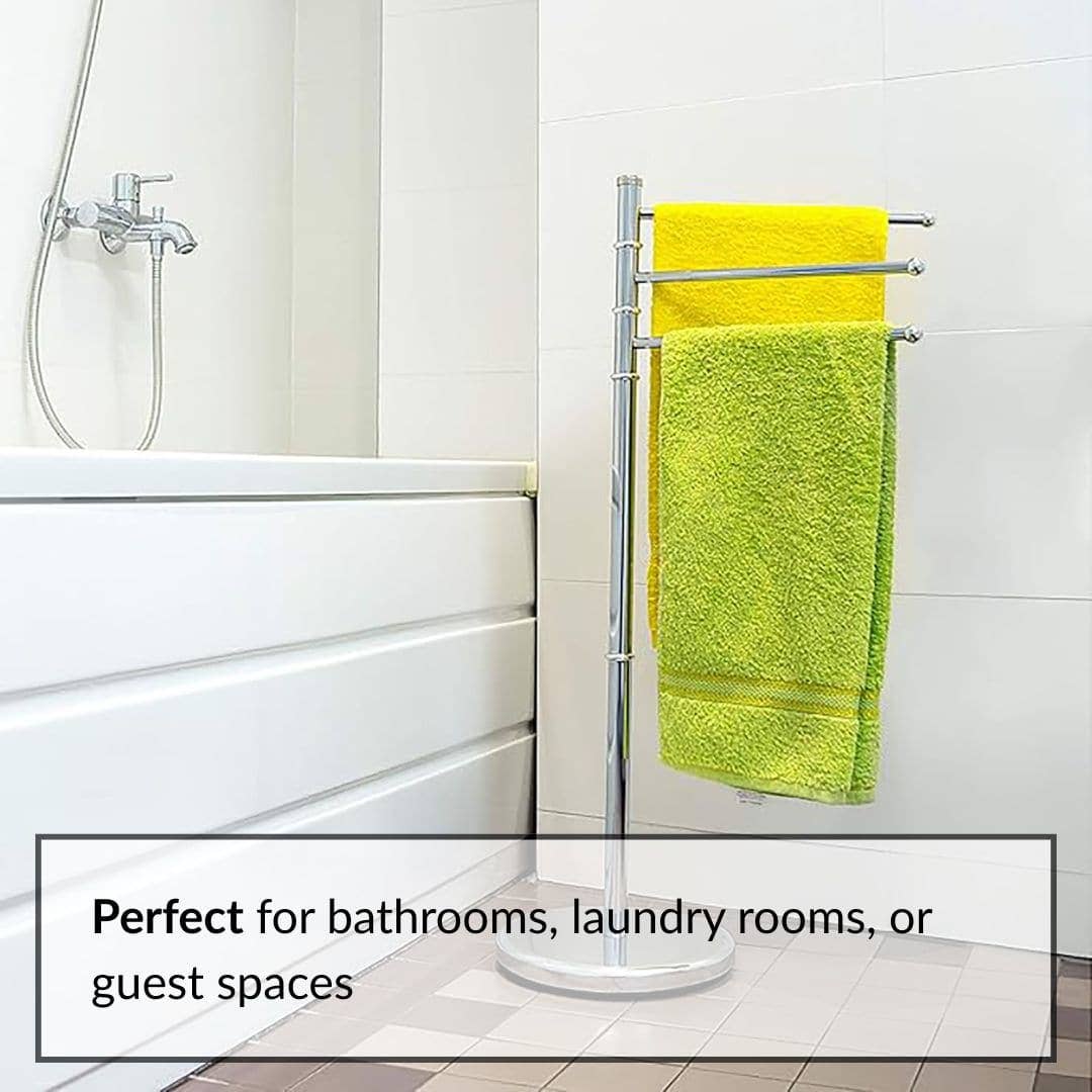 Evideco French Home Goods - Wholesale Towel Holder/Hanger - Freestanding 3-Arm Towel Rack in Stainless Steel7