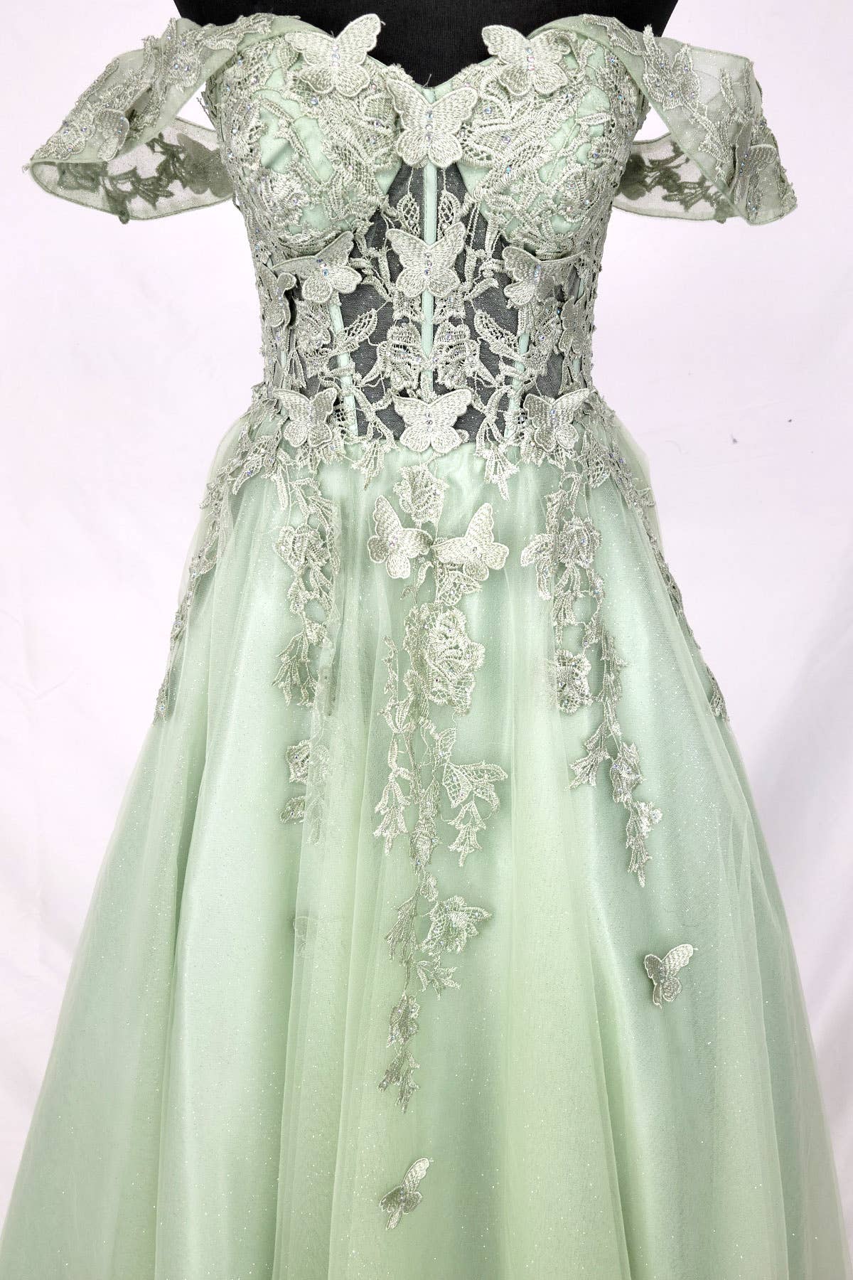 Chicas - Venta al por mayor Vestido - Mujer - Vestido con hombros descubiertos y mariposas C35012