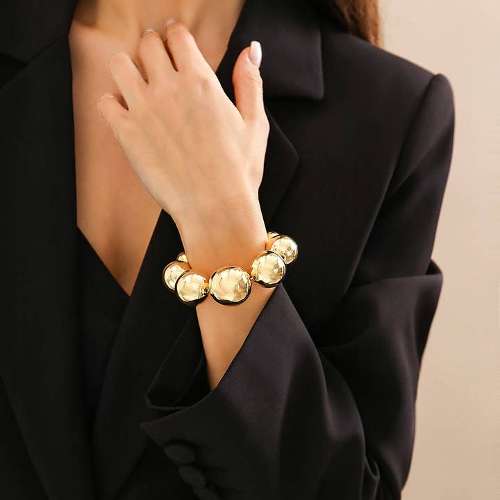 ACCITY - Wholesale Jewelry Set - VINTAGE MINIMALIST LARGE BEADED NECKLACE BRACELET_CWAJE11723