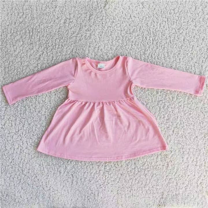 Baby girls pink long sleeve tunic dresses for wholesale by Aier Wholesale