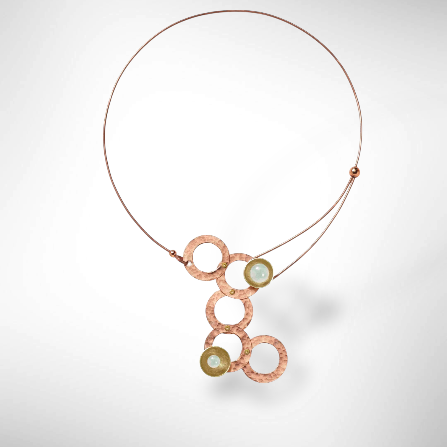 Chick Boss LLC - Wholesale Pendant/Charm Necklace - STREAM Small Cascading Mixed Metal Necklace from the SCULPTURAL Collection with Simulated Pearl or Jade option6