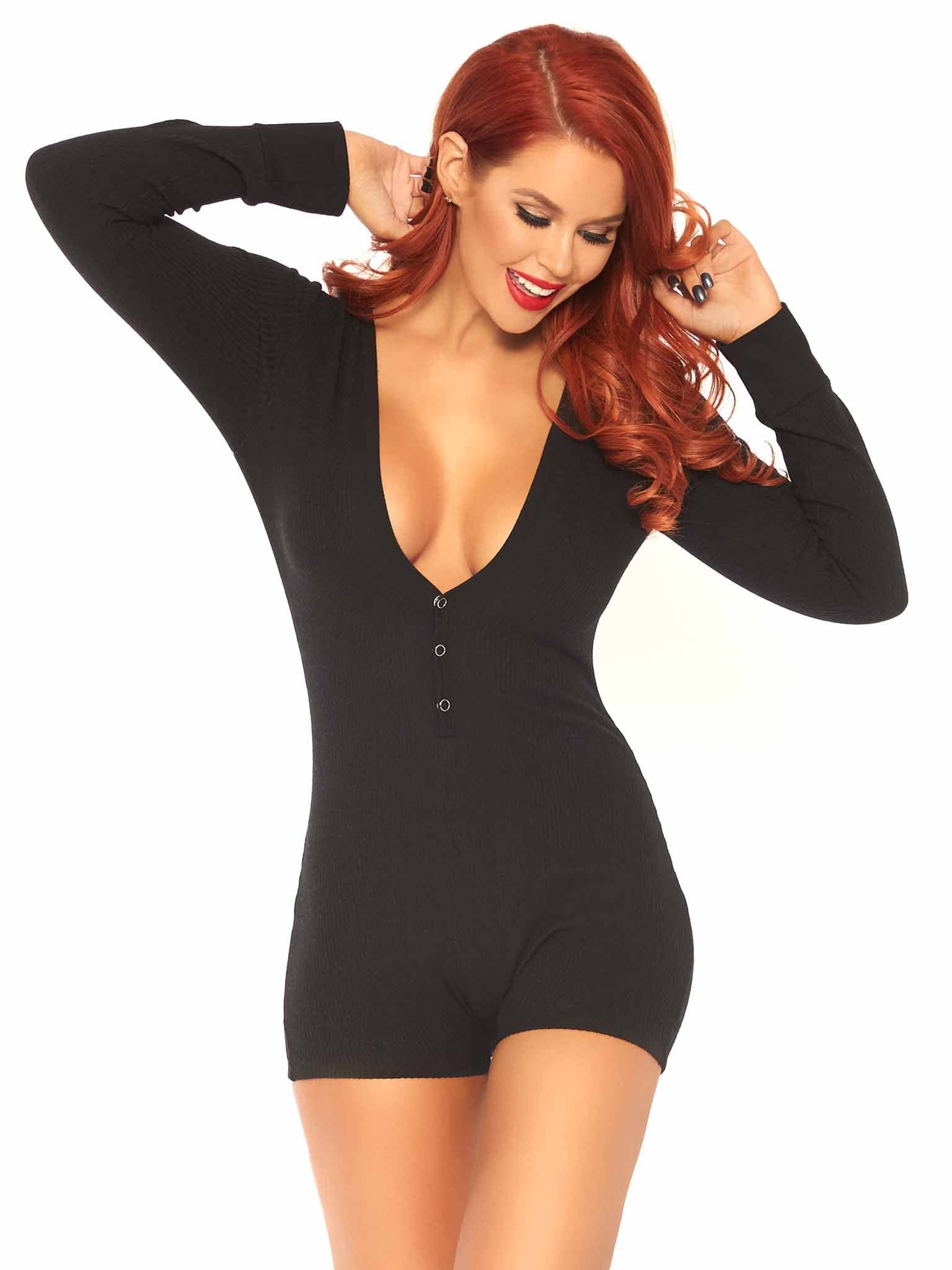 Leg Avenue - Wholesale Lounge Romper - Women's - Sweet Dreams Long Johns Romper6