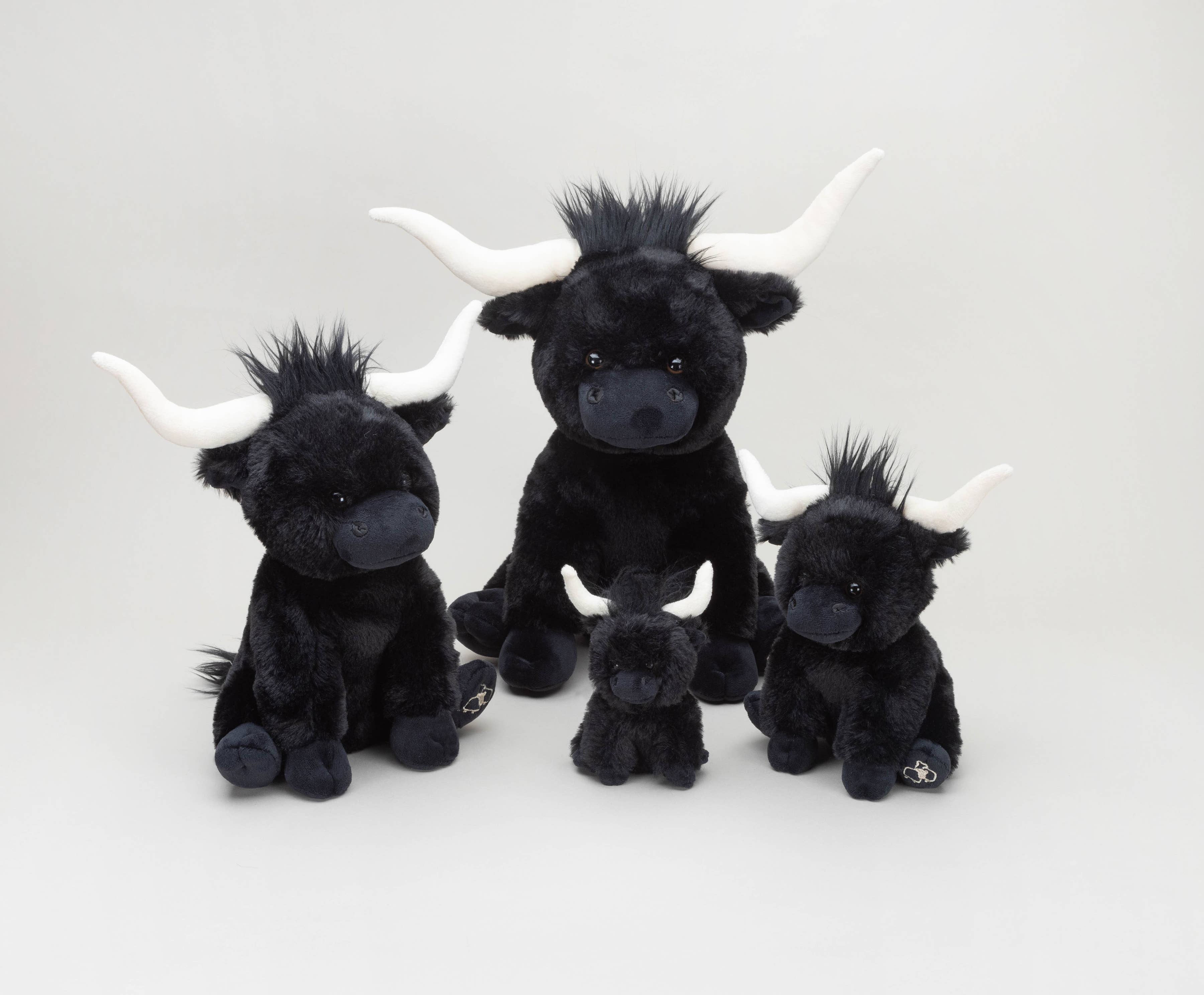 Jomanda Soft Toys & Accessories – wholesale Stuffed/plush toy – Kids & baby – Black Medium Longhorn Highland Plush Cow - 23cm