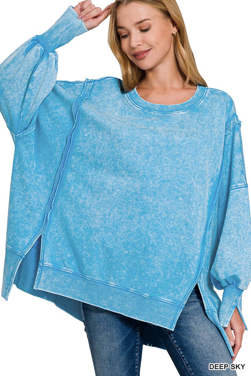 42POPS - Wholesale Sweatshirt - Women's - Split Cuff Washed Oversized Sweatshirt9