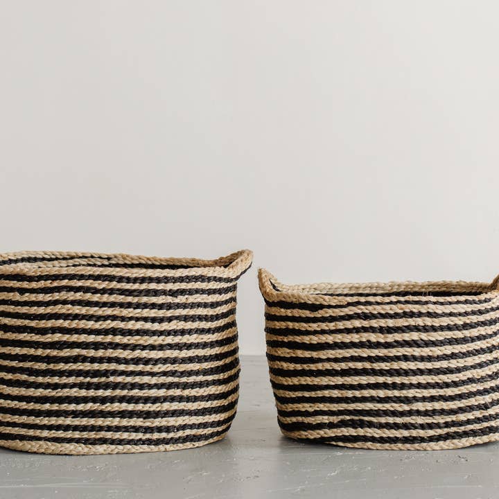 Will & Atlas – Cesta por atacado – Cesto Oval com pega, juta - riscado6