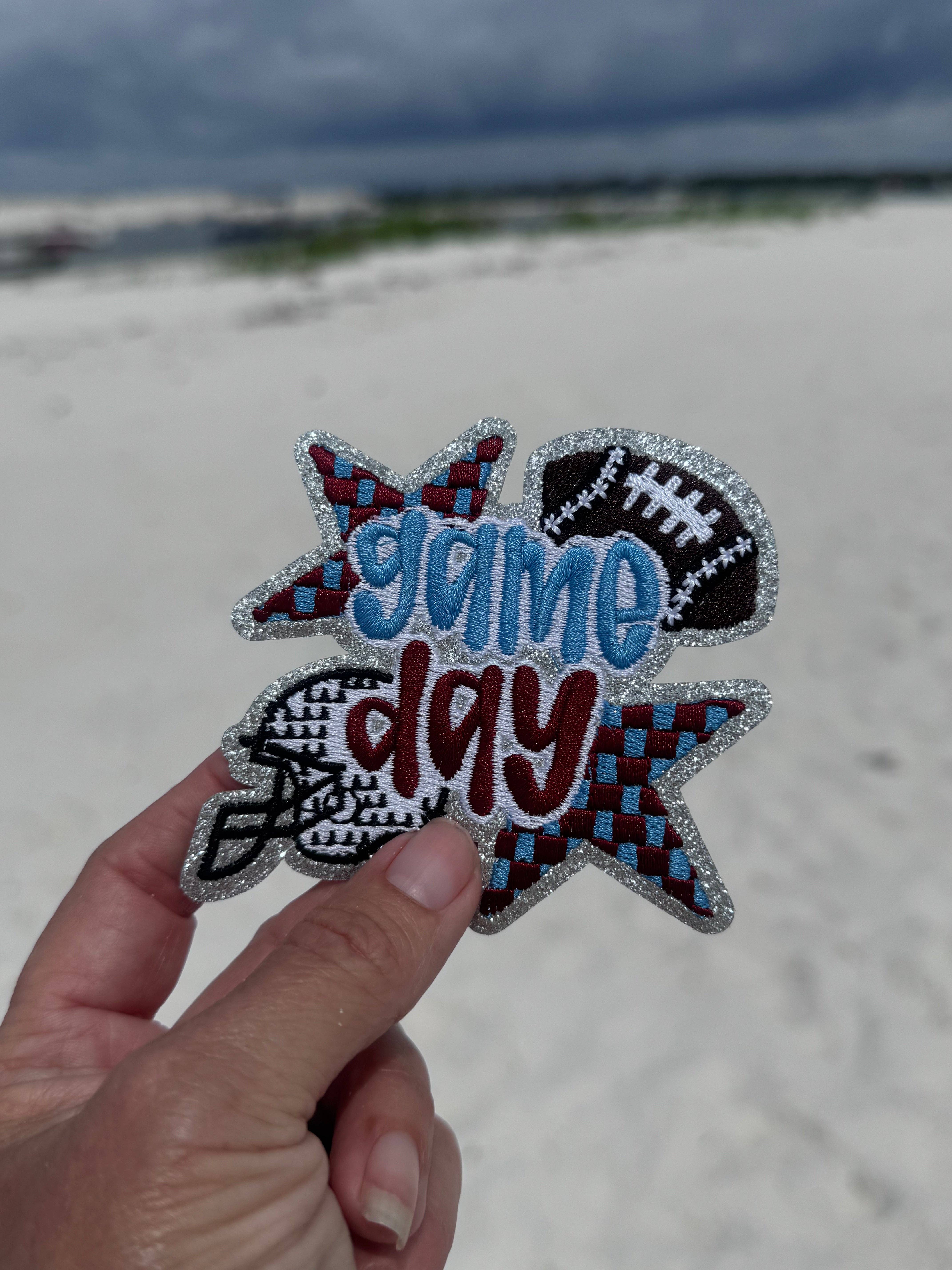 sequinandstiches - Wholesale Patch - Football Game Day Patch, 3.5 in Patch, Hat Patch, Game Day Patch, Red and Blue Patch, Embroidered Football Patch, Sports Patch, Applique Patch, Iron on Patch, DIY