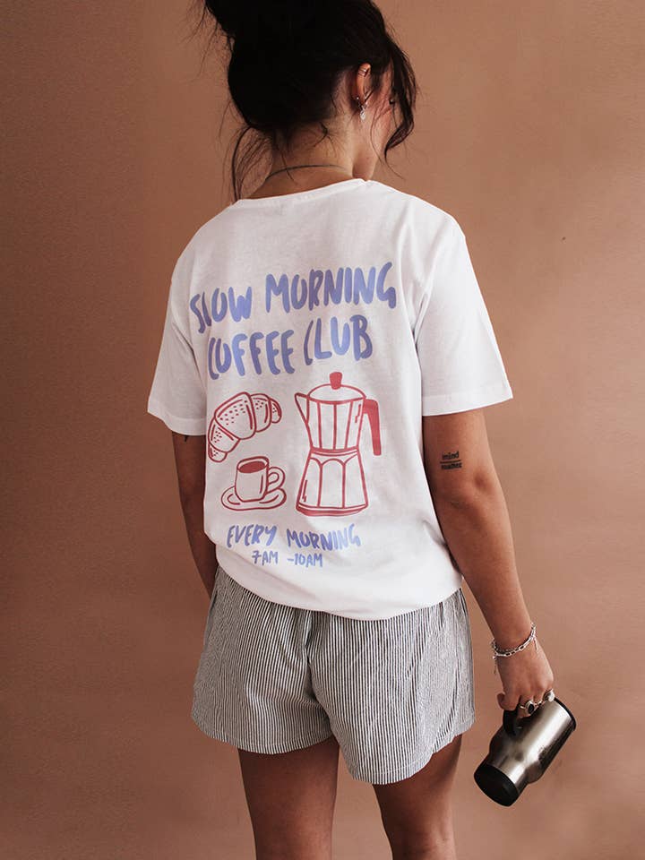 Slow Morning Coffee Club T-Shirt Unisex Fairtrade for wholesale by Prettysucks