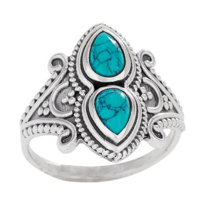 Double Trouble Turquoise Ring for wholesale by Tiger Mountain Jewelry