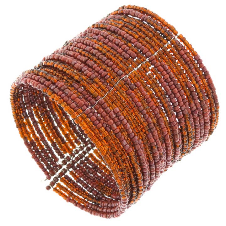 Pulsera brazalete de alambre de memoria con cuentas bohemias hechas a mano de 7", 9 estilos de color para venta al por mayor de FifiRose