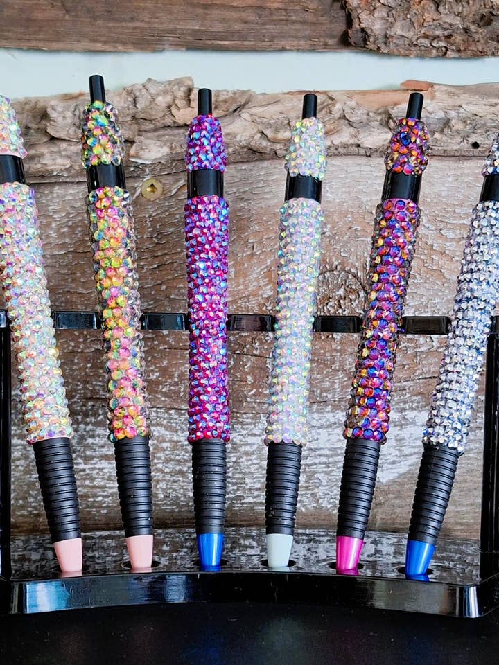 Rhinestone Comfort Grip Slimster Pens With Refills for wholesale by Alainn