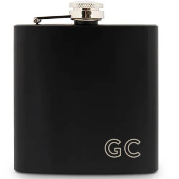 Stainless Steel Hip Flask - Line Initials for wholesale by Weddingstar Inc.