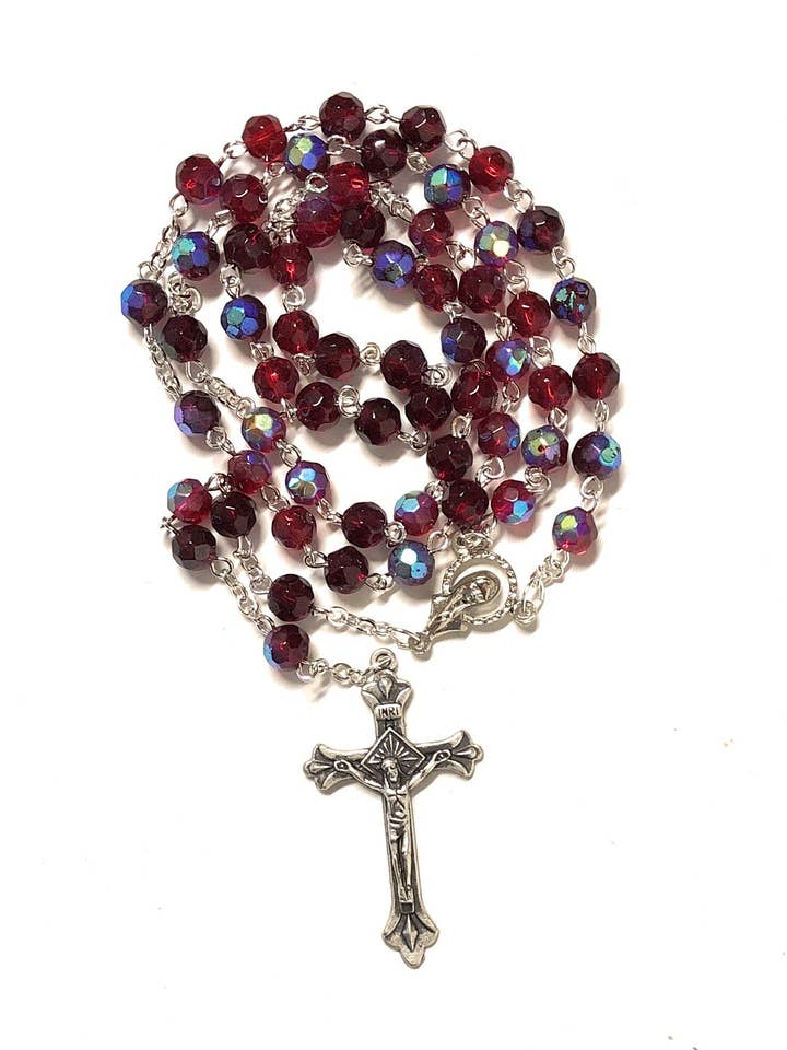 Crystal rosary 6mm. Rosso for wholesale by Costa Articoli Religiosi