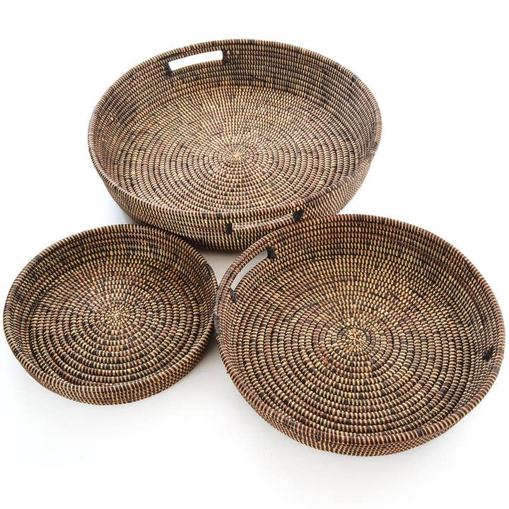 Swahili | AFRICAN MODERN - Wholesale Decorative Tray - Set of Three Black Nesting Trays