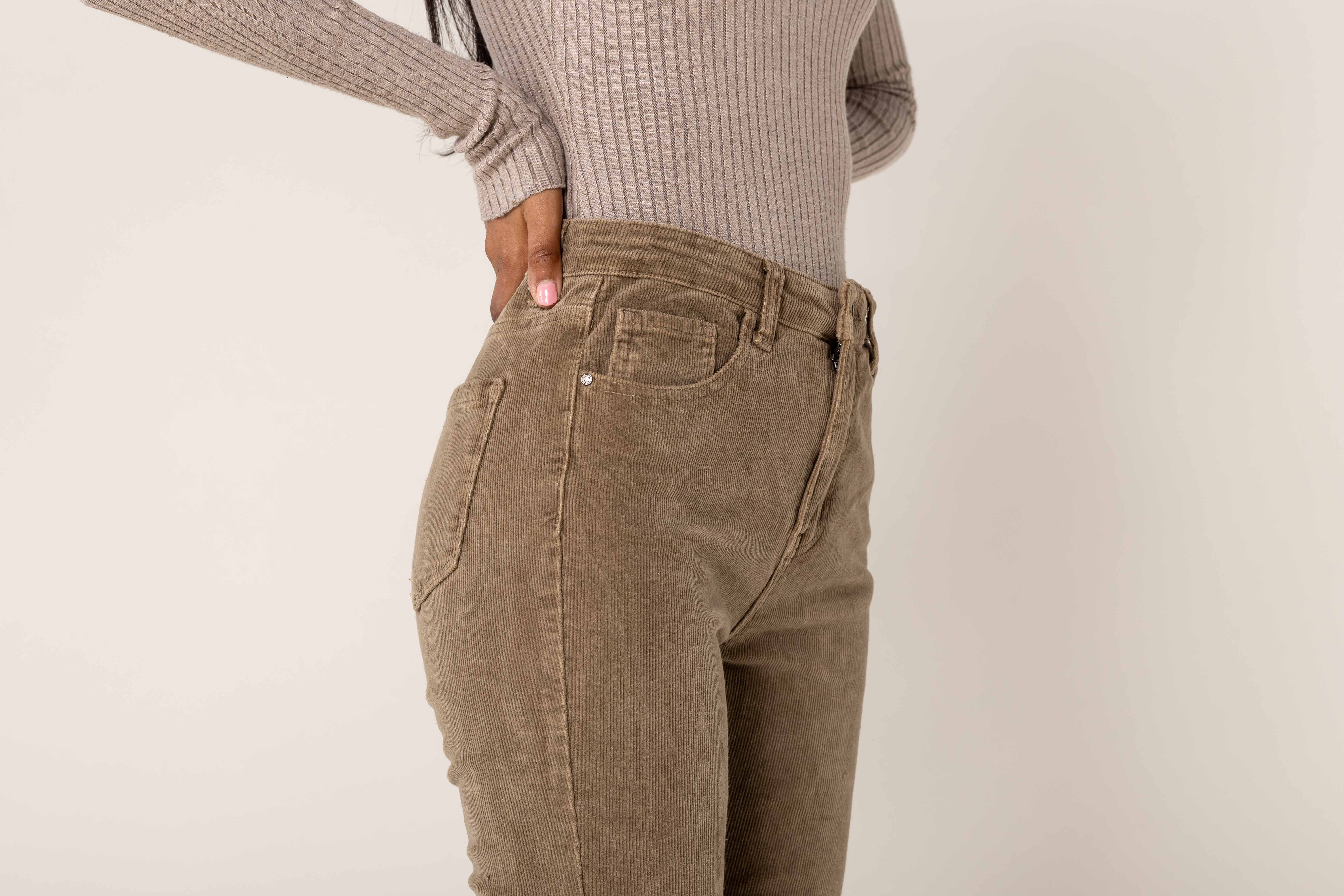 Nina Carter - Wholesale Pants - Women's - Bootcut High Waist Corduroy Back to School J2218