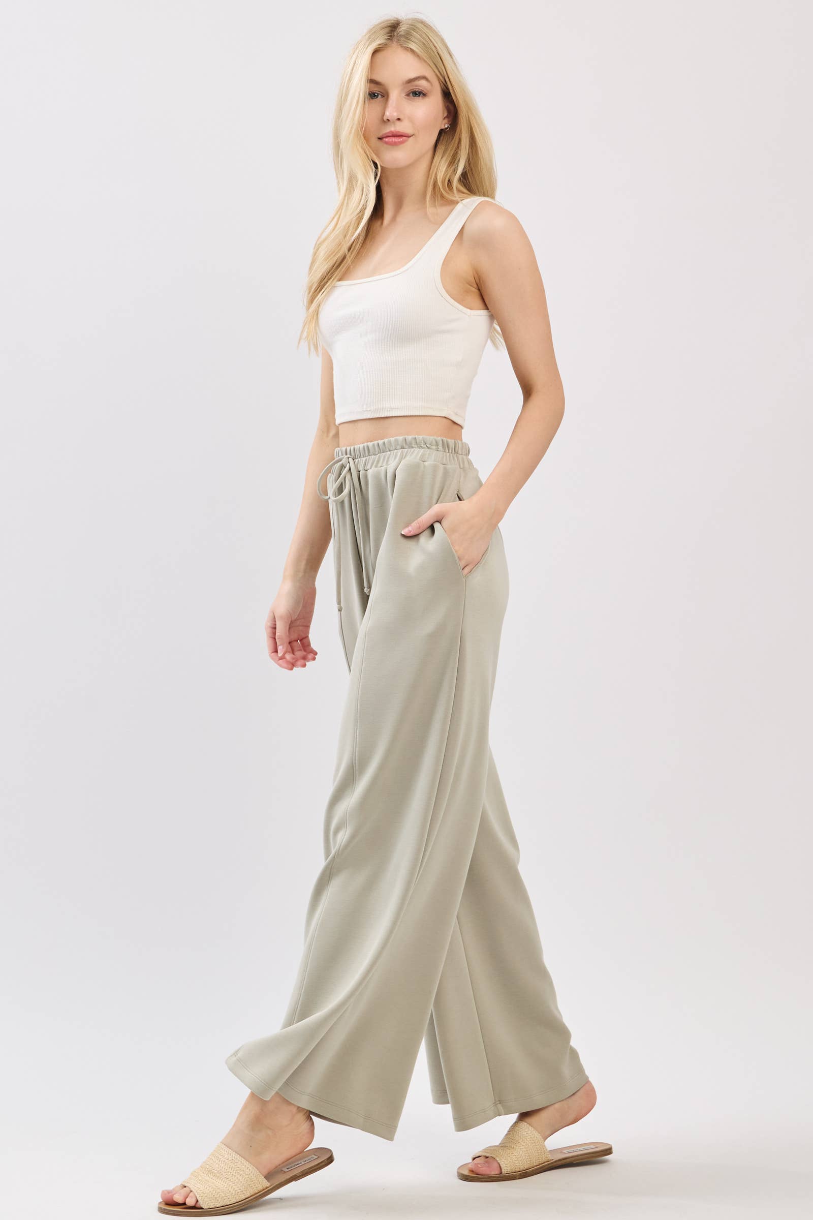 Final Touch - Wholesale Pants - Women's - Modal Jersey Wide Leg Pants - NP703371