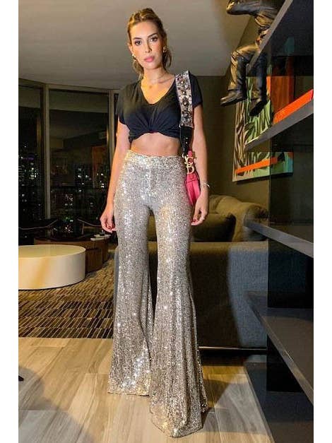 WISTERIA LANE - Wholesale Pants - Women's - JUNIOR FIT SEQUINS FLARED LEG PANTS 2405