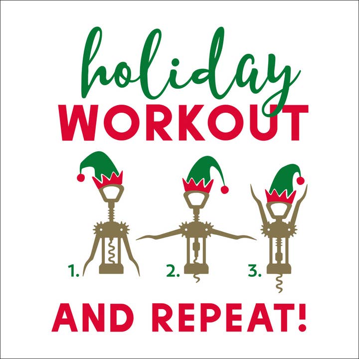 Funny Christmas Cocktail Napkins | Holiday Workout - 20ct for wholesale by soiree-sisters