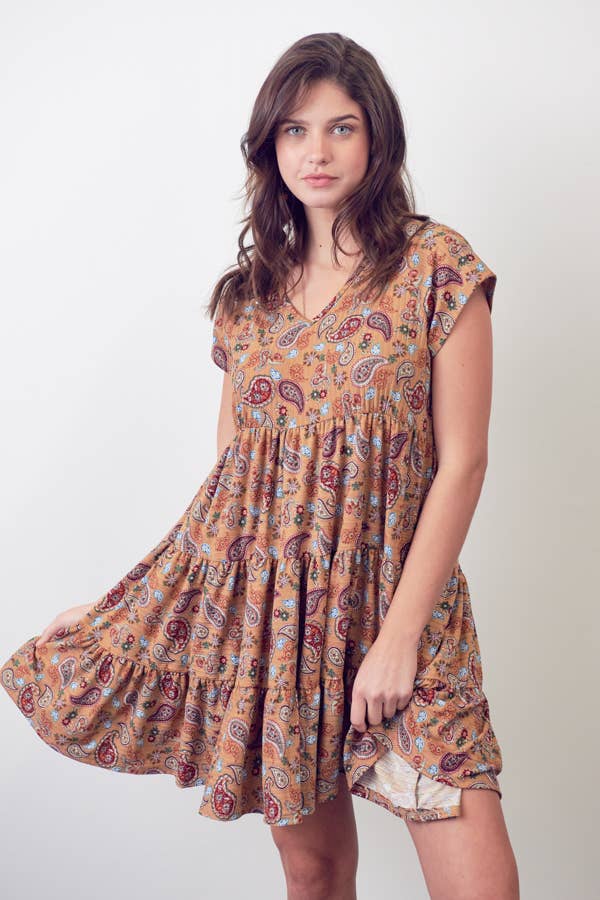 JADE BY JANE – wholesale Klänning - Dam – PAISLEY PRINT VNECK BABYDOLL-KLÄNNING - Bohemisk Stil15